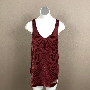 Crushed Velvet Mossimo Supply Co Burgundy Top Sz SP Pre-Owned EXC
